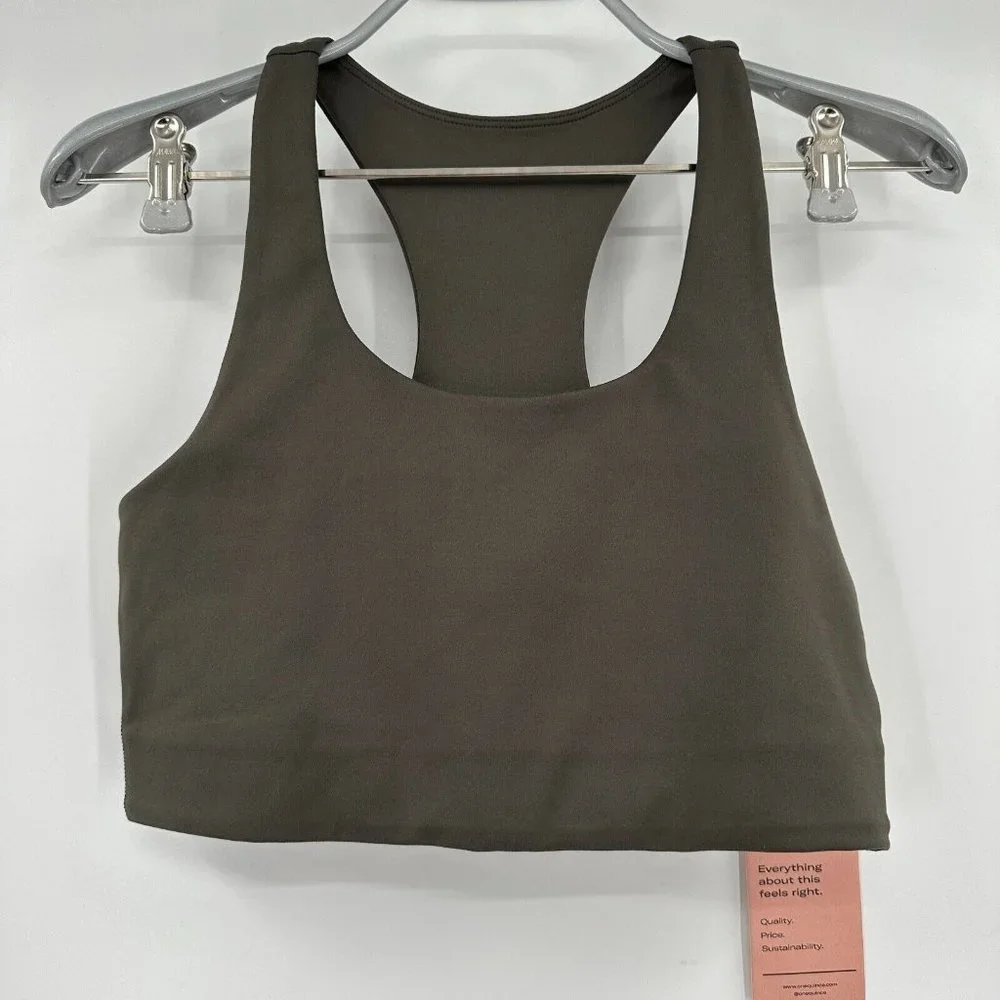 Quince Olive Green Ultra-Soft Performance Sports Bra sz XS Women's NWT Racerback - Picture 1 of 4